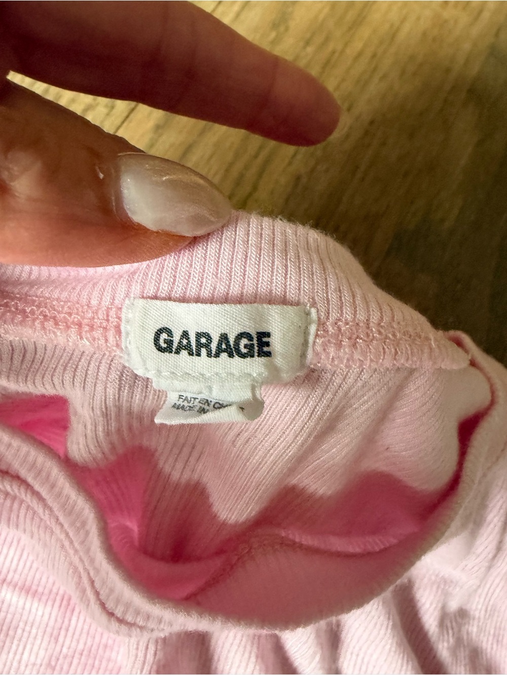 Garage Light Pink Ribbed Scoop Neck long sleeve top